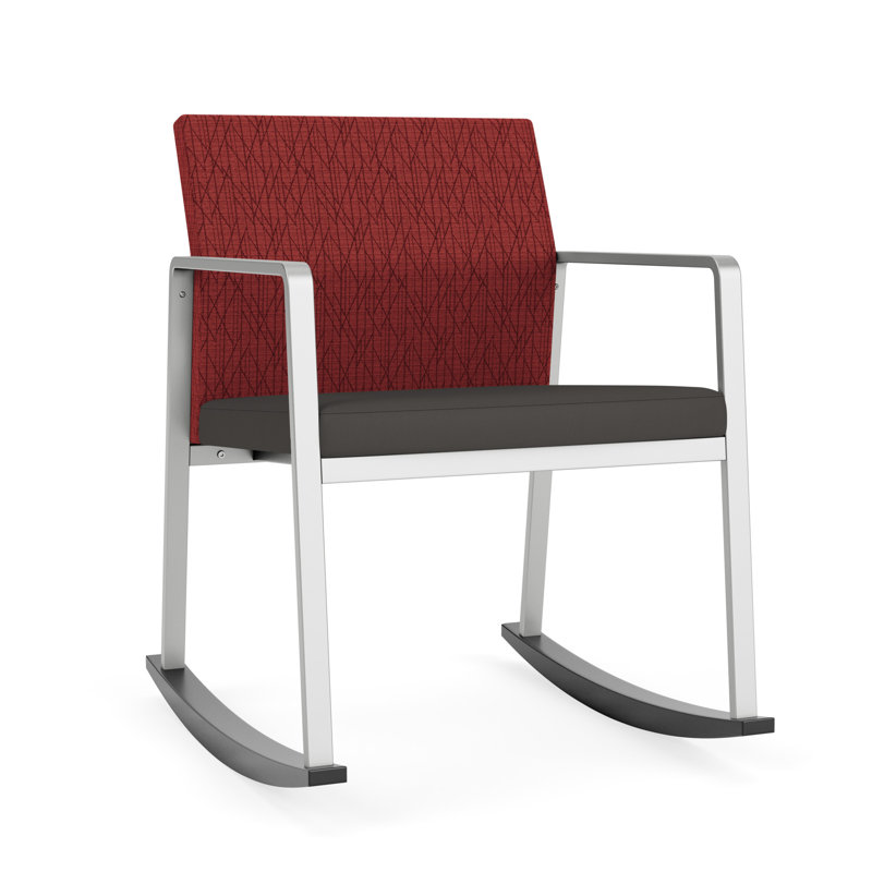 Chaise berçante Gansett, Argent, Portes ouvertes en tissu bleu marine