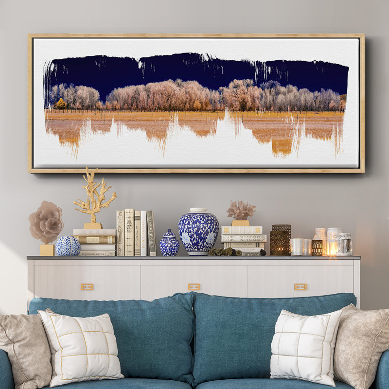 Treeline Panorama- Framed Canvas, 12" H x 30" W