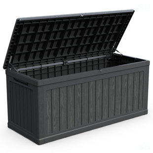 Large Outdoor Storage XXL Deck Box For Patio Furniture, Outdoor Cushions, Garden Tools And Sports/Pools Equipment, Waterproof Resin, Lockable
