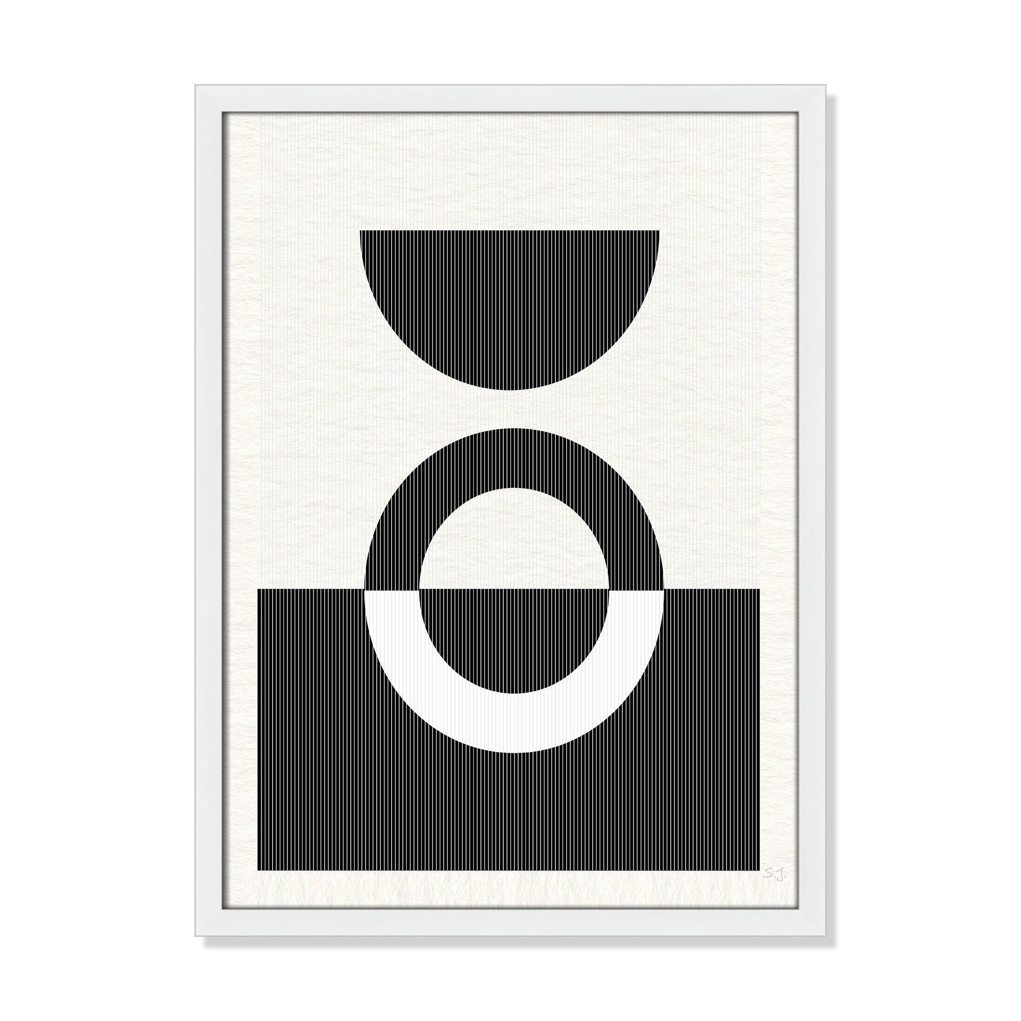 Eclipse III, 23" H x 17" W x 0.75" D, Satin White Framed