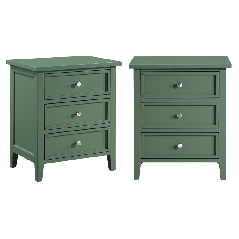 Ainis 22.75" W Wood 3-Drawer Nightstand, Green