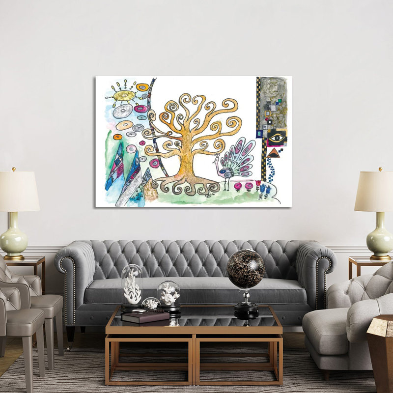 Klimt Inspired Golden Tree Of Life In Spring By Markus & Martina Bleichner - Wrapped Canvas Painting - Wrapped Canvas Painting