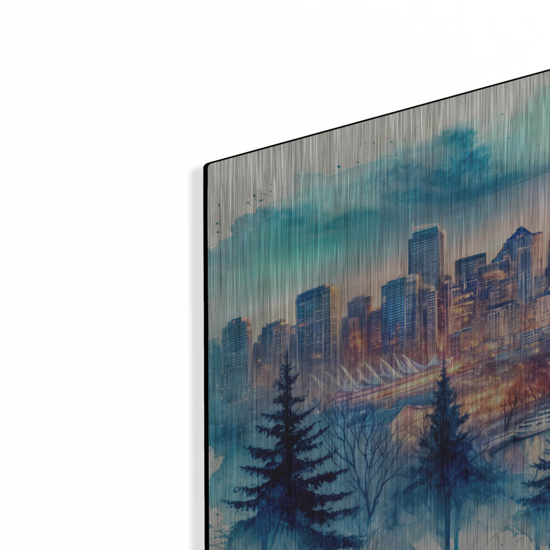 Ivy Bronx «Seattle Watercolor Panorama» par Rey Klimt, art mural en métal, H 12 po x l 24 po