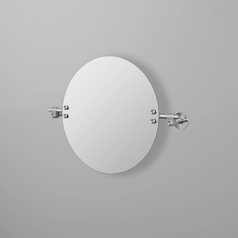 Small Round Vanity & Dresser Mirror, 15.75" x 21.1" , Stainless Steel