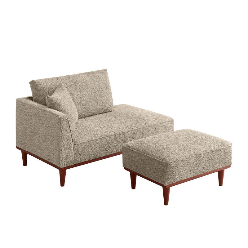 Chaise longue et tabouret rembourrés Finken, Chameau