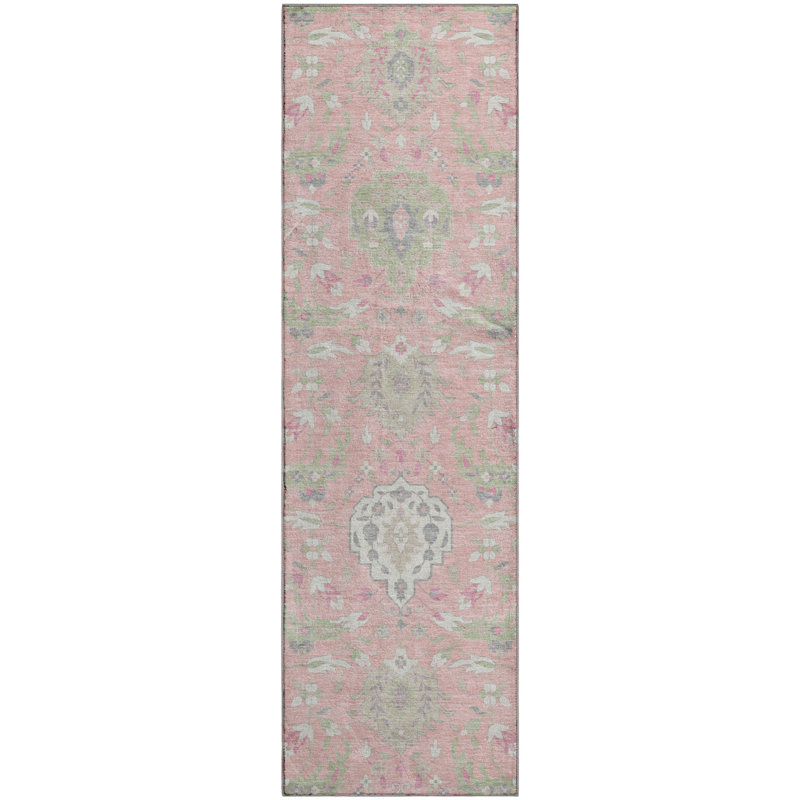 Premium Machine Washable Guada AMF1026 Damask Rug, Runner 2'3" x 7'6"