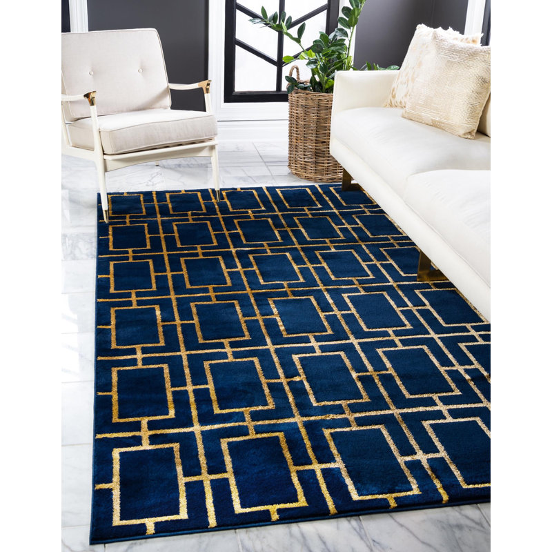 Tapis bleu marine Corando, Rectangle 7 pi 10 po x 10 pi