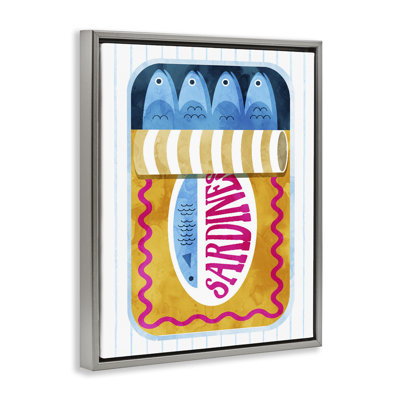 Cadre flottant jaune sur fond rayé en sardine jaune, design par Daphne Polselli