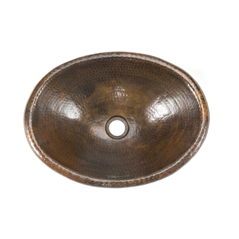 17" Oval Self Rimming Hammered Copper Bathroom Sink Premier Copper Products