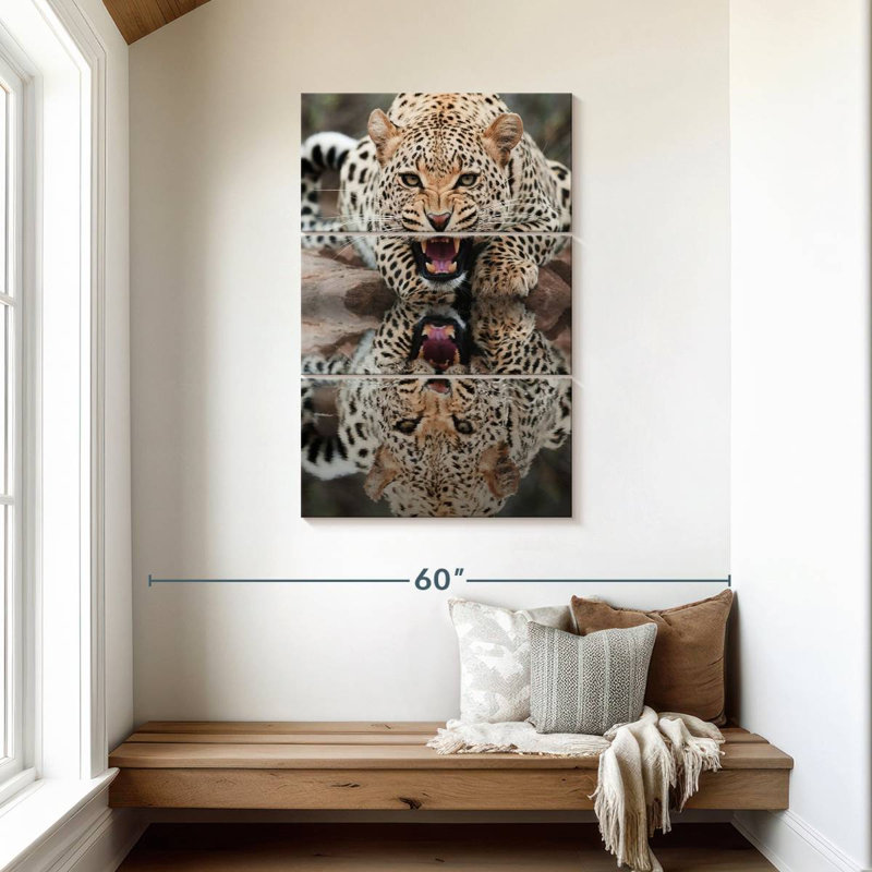 Brampt Leopard Growling Reflection, 45" H x 28" W