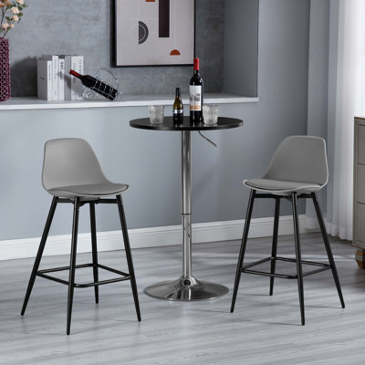 Bar Stools, Breakfast Bar Stools, Kitchen Stools with Back, with Cushioned PP Seat and Metal Frame w