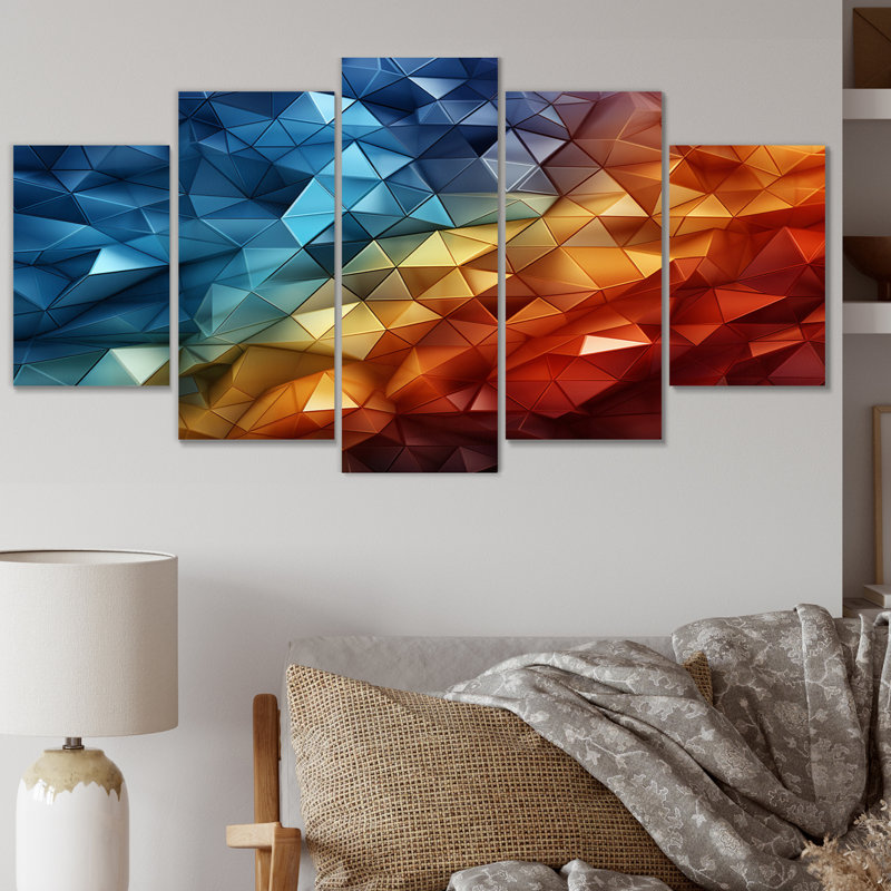 Rainbow Harmony géométrique - décoration murale paysages - 5 panneaux