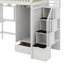 Lit mezzanine simple avec bibliothèque, tiroirs, bureau et garde-robe-512914215