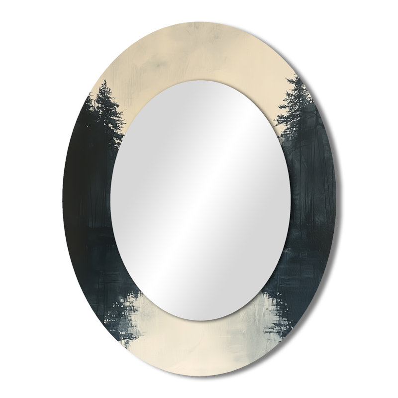 Miroir décoratif rétro en métal rétro «Forest By The Lake I», 43 po x 33 po