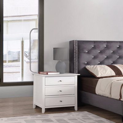 Versatile White Transitional Nightstand