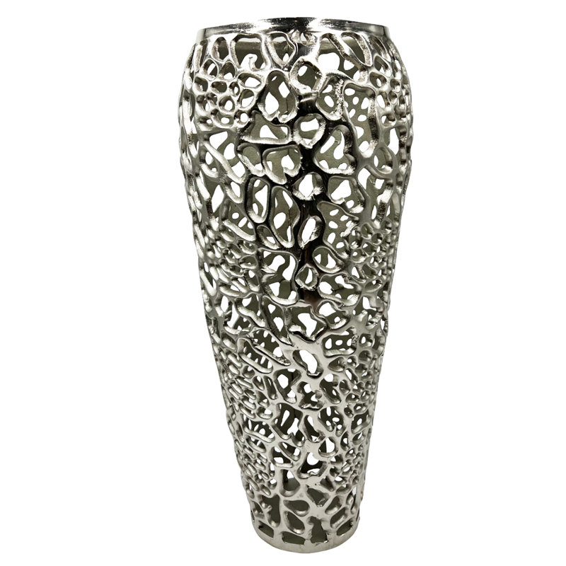 Baltique Aluminum Jar 1, 25" H x 11" W x 11" D, Silver