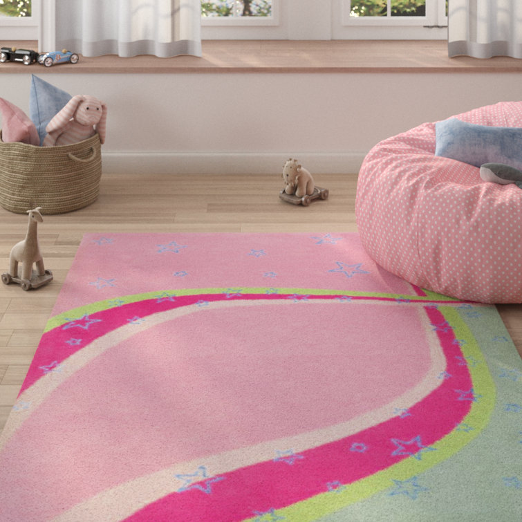 Kruetzen Geometric Handmade Tufted Wool/Cotton Pink Area Rug