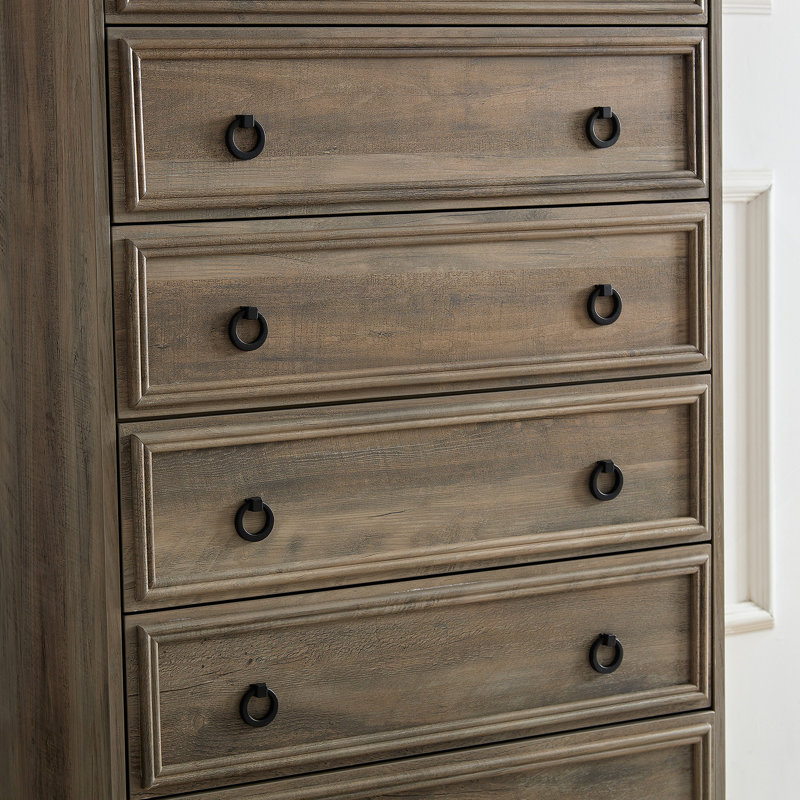 Grande commode de chambre moderne à six tiroirs, Gris délavé