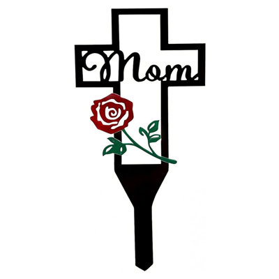 Memorial Grave Markers Heart Memorial Plaque Stake Memorial Metal Grave Stake Decoration For Mom Dad Cemetery Outdoor Yard 30cm/11.81in