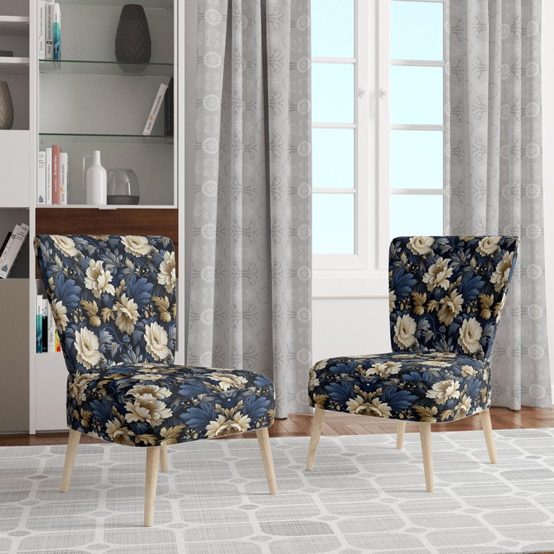 Upholstered Cottage Accent Side Chair A, Regal Damask Splendour Victorian Pattern VI