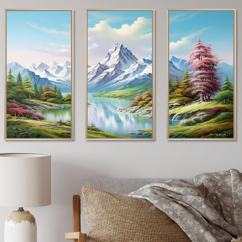 Ensemble de salon Mountain Lake Dreamscape - paysage de montagnes, Cadre naturel flottant, H 32 po x l 48 po x P 1 po