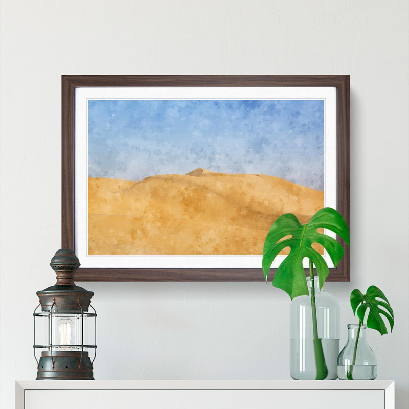Sand Dunes In Southern California - Single Picture Frame Painting on MDF, 33cm H x 45cm W x 2cm D, Walnut Framed