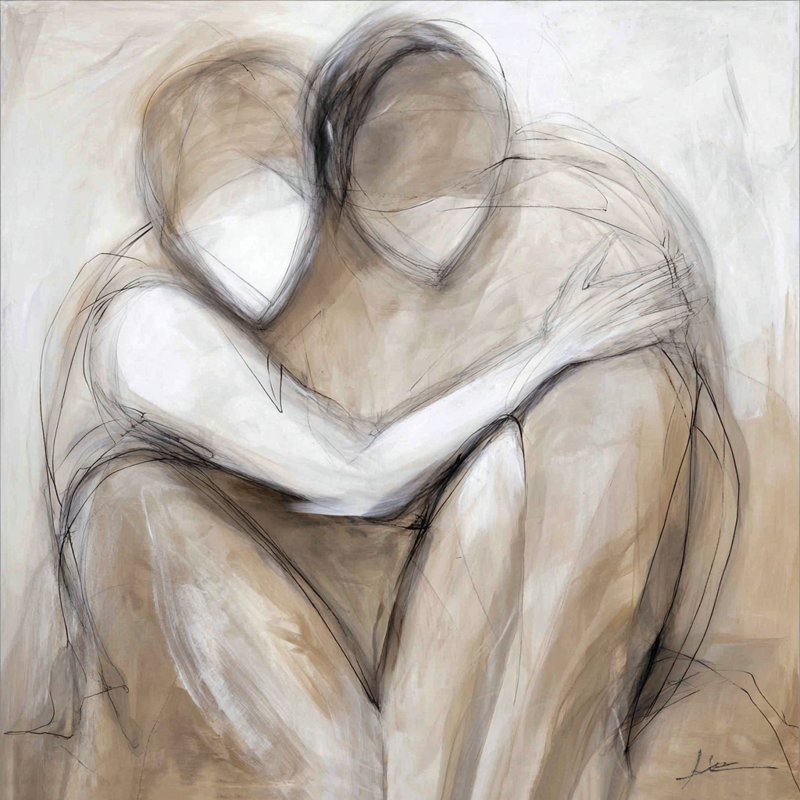 «Quiet Embrace», art mural sur toile tendue, l 40 po x H 40 po x P 1,5 po