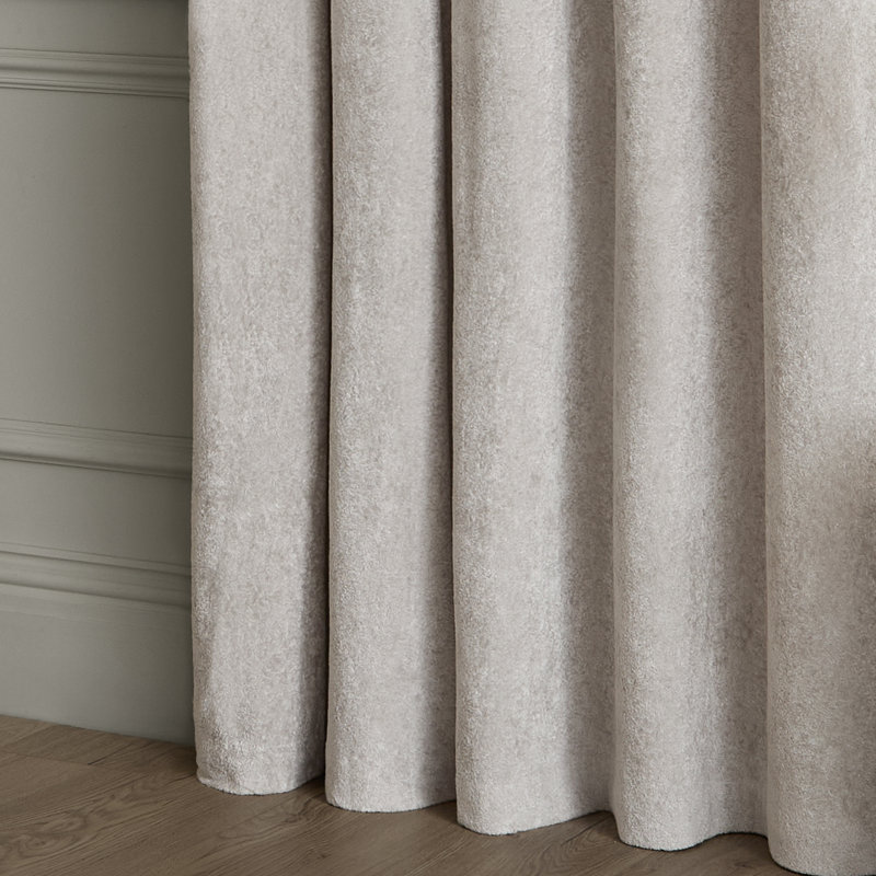 Lustre Velvet Room Darkening Curtain Panel Pair, Silver, 229cm Width x 137cm Drop