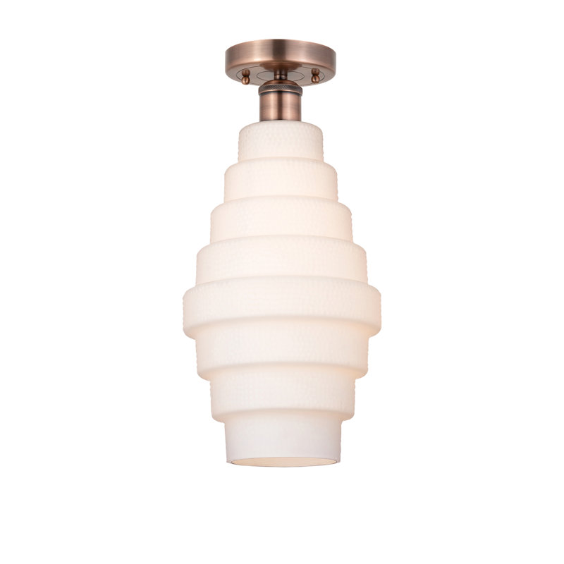 Canton Glass Semi Flush Mount, White