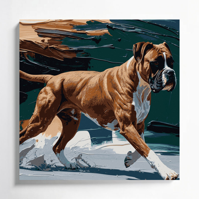 «Dogs Boxer», art mural sur toile noire, H 32 po x l 32 po