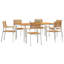 6 - Person Solid Wood Patio Dining Set Rectangular Table-518461828
