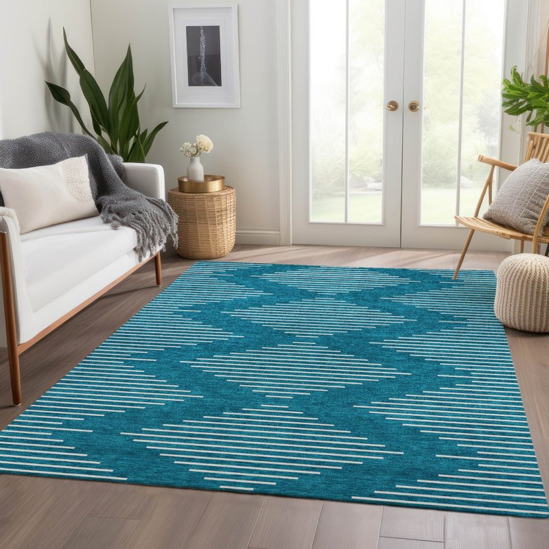 Tapis géométrique Premium lavable à la machine Colmenero AMF1016, Rectangle 10 pi x 14 pi