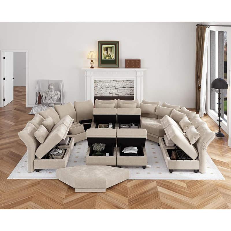 Canapé modulaire inclinable 10 pièces 10 pièces, Chenille chameau