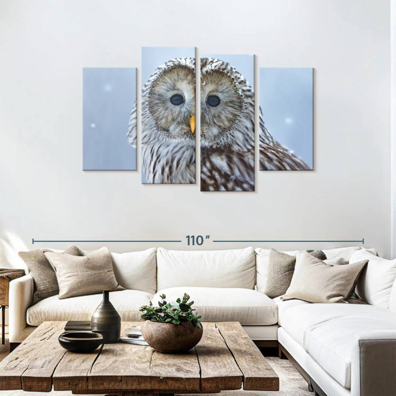 Chouette de l'Oural Brampt dans la neige, H 48 po x l 75 po