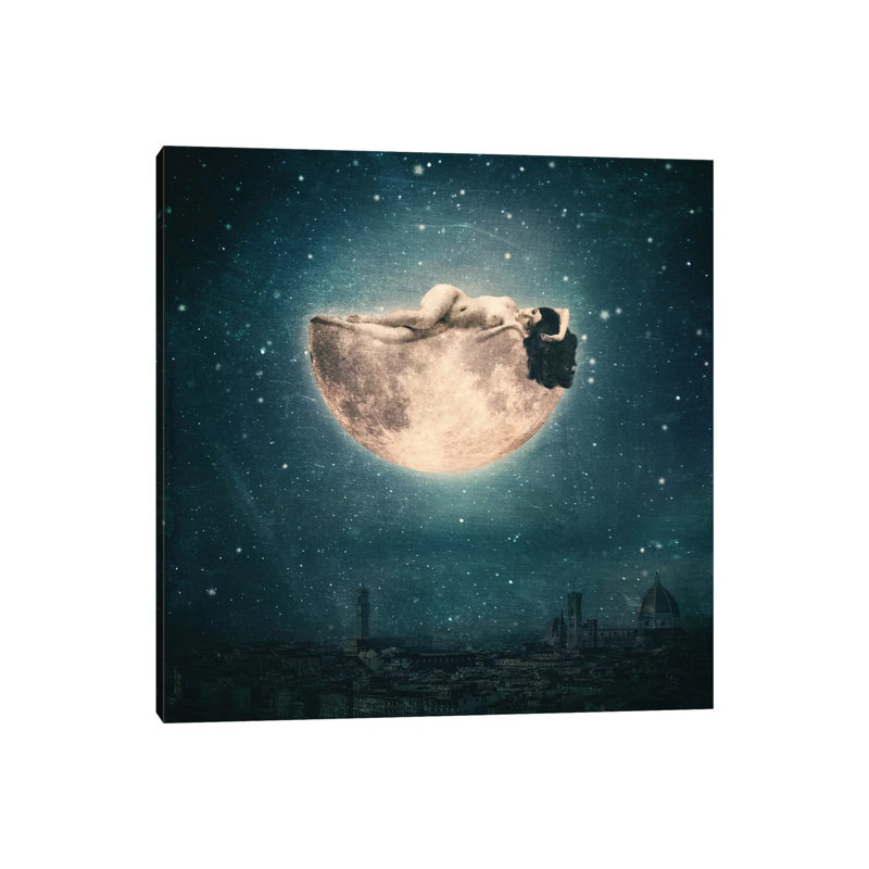 « Moon Reverie » par Paula belle Flores-impression d’art graphique, Pas de tapis, Toile tendue, H 48 po x l 48 po x 1,5 po
