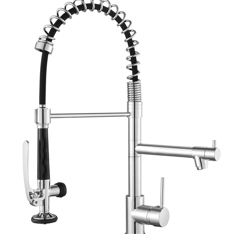 Robinet de cuisine avec poignée rétractable, levier unique, rotation à 360 degrés, fonctionnement stable contre la corrosion, rotation
