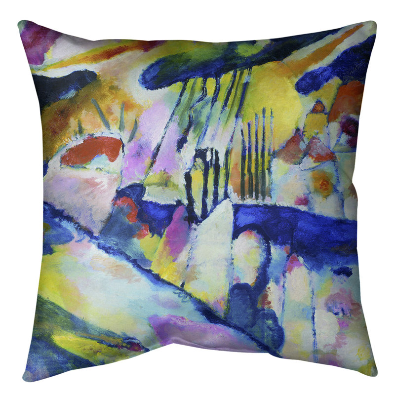 Wassily Kandinsky Abstract Reversible Throw Pillow, 20" x 20", Rainbow, Faux Linen