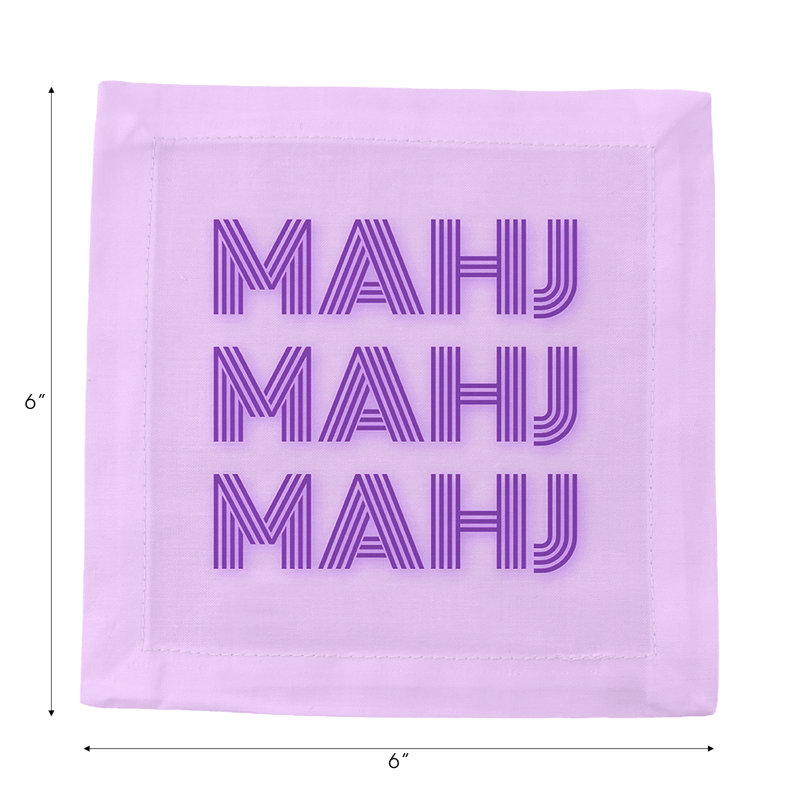 Serviettes de table en satin de coton Mahj Mahj Mahj Mahjong, Lilas