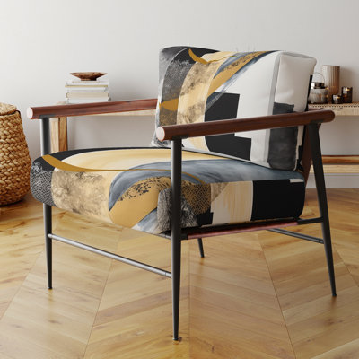 Glam Art Deco Abstract I - Chaise rembourrée contemporaine avec accoudoirs, fauteuil moderne abstrait