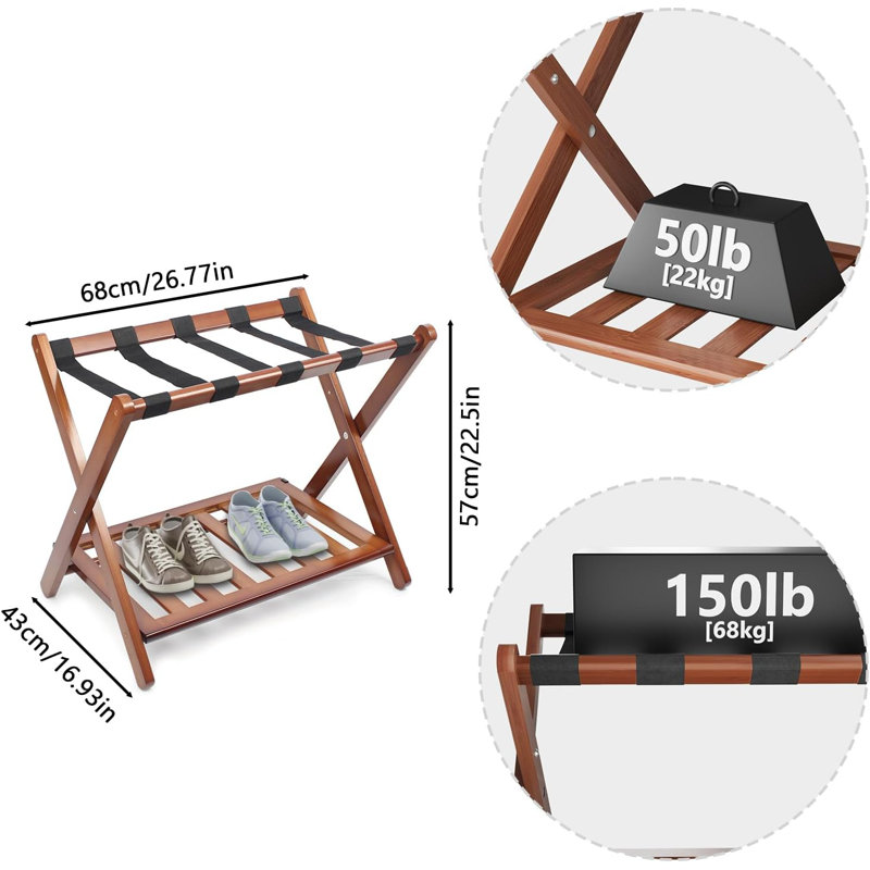 Fully Assembled Walnut Luggage Rack