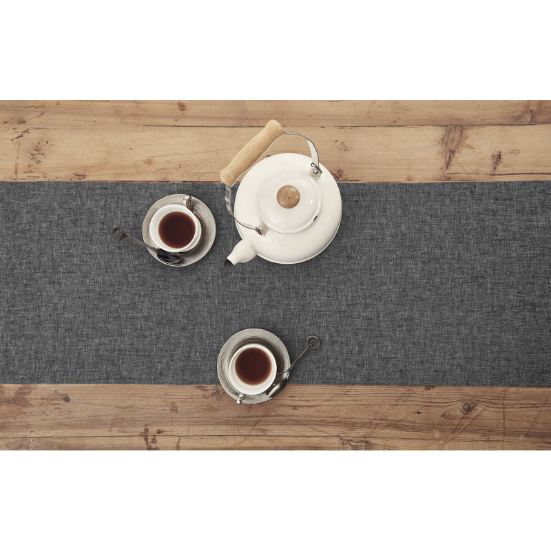 100% Pure Linen Table Runner - Athena, 72" x 14", Charcoal Gray