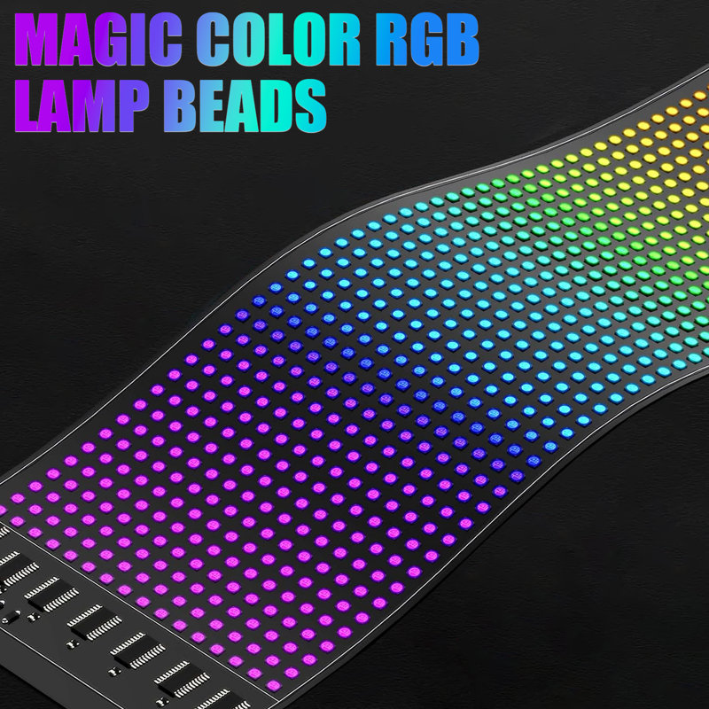 Car Devil's Eye for Trucks - 35.35"x7.56" USB-Powered Animated LED Matrix Panel with Bluetooth App Control, Custom Text & Pattern Display for Vehicles, Stores, Events, and More