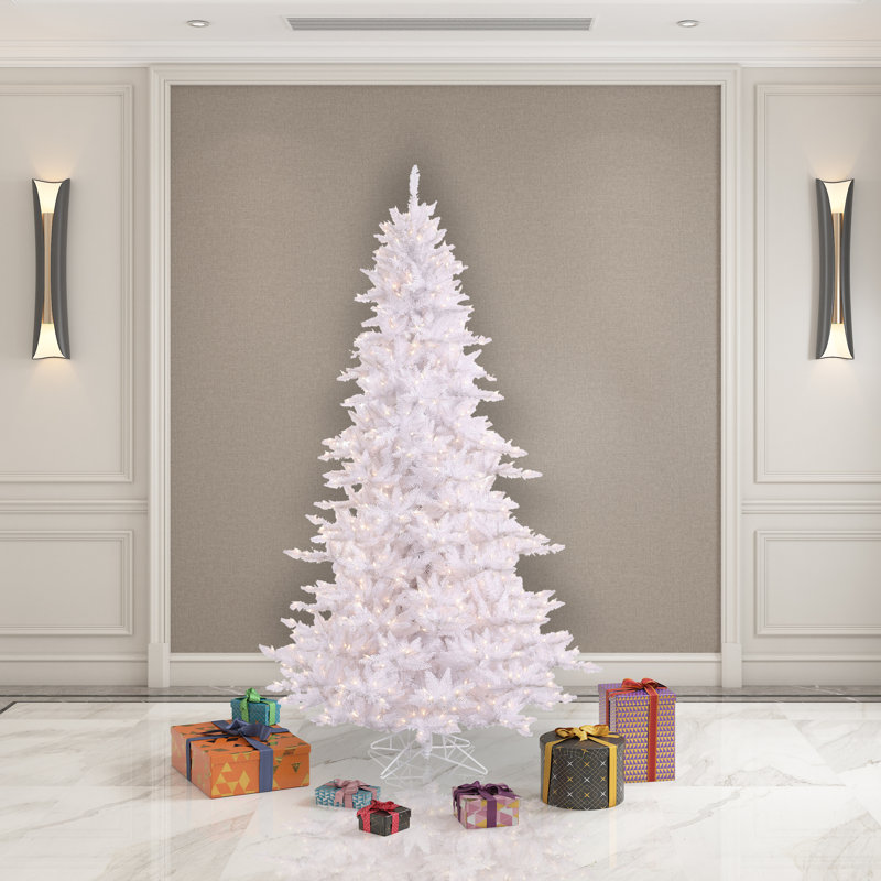 Vickerman 10' White Fir Artificial Christmas Tree, Warm White Dura-lit LED Lights, 12' H x 6.2' W x 6.2' D