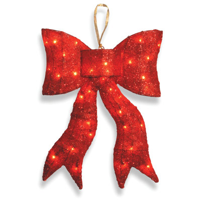 The Holiday Aisle® Pre-Lit 16" Gold Wavy Sisal Bow