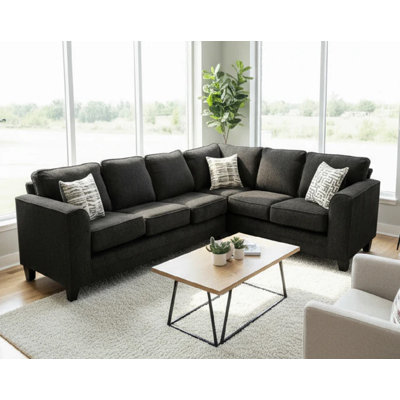 Sedrina Modern Black Fabric L-shaped Sectional Sofa