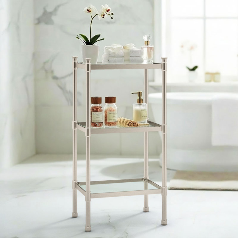 Étagère de salle de bain H 28,25 po x l 14,25 po x p 11,33 po, Nickel satiné