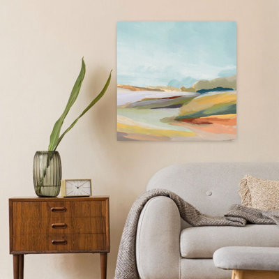 Pastel Horizon And Rolling Hills Abstract Contemporary Landscape Nature Wall Art