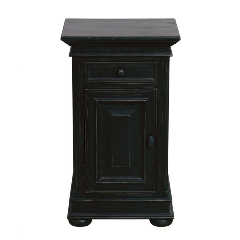 Cram 41 cm W Solid Wood Bedside Table, White, Left Orientation