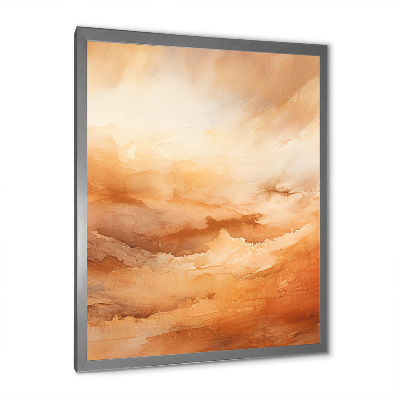 «Beige Sandy Clouds Horizon», reproduction d'art sur toile, Cadre simple argenté, H 40 po x l 30 po x P 1,5 po