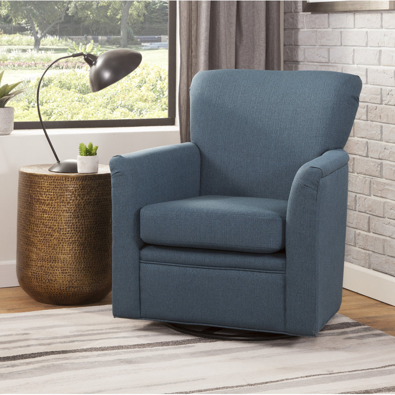 Starkweather Upholstered 360 Swivel Rocking Chair, Bronco Peacock Blue Green